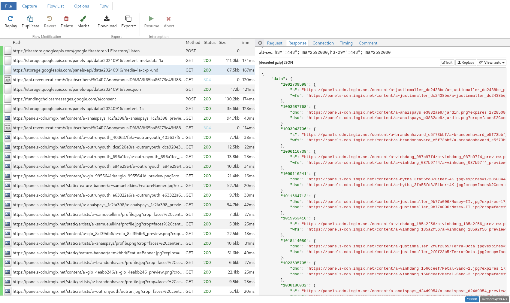 mitmweb user interface